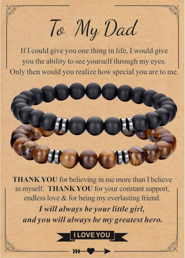 Tiger Eye Bracelet For Men 8MM Natural Stone Stretch Adjustable Black Crystal Beaded Bracelet for Men Women Gifts