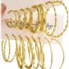 42 Pairs Gold Hoop Earrings Set for Women, Fashion Chunky Pearl Earrings Multipack Twisted Statement Earring Pack, Hypoallergenic Small Big Hoops Earrings for Birthday Party