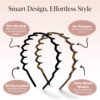 Zig Zag Headbands for Women Non Slip – Fashion Accessories for Slicked Back Styles - Comfortable Comb Headband with Teeth | Ideal Gifts for Women - Tortoise & Black Headband - 2 pcs