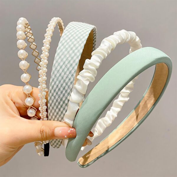Headbands for Women Girls, 7pc Set - Non Slip Floral Padded Headbands Cute Pearl Headband for Girls Vintage Wide Headband