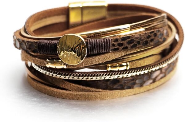 71QKsz2SvML._AC_SL1500.jpg Leopard Bracelet for Women, Boho Leather Wrap Multi-Layer Pearl Crystal Bracelet Bangle Jewelry