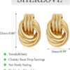 Trendy Gold Plated Knot Earrings for Women Chunky Statement Drop Dangle Earrings Lightweight Hypoallergenic Fashion Accessories Gold Jewelry Gifts for Womens