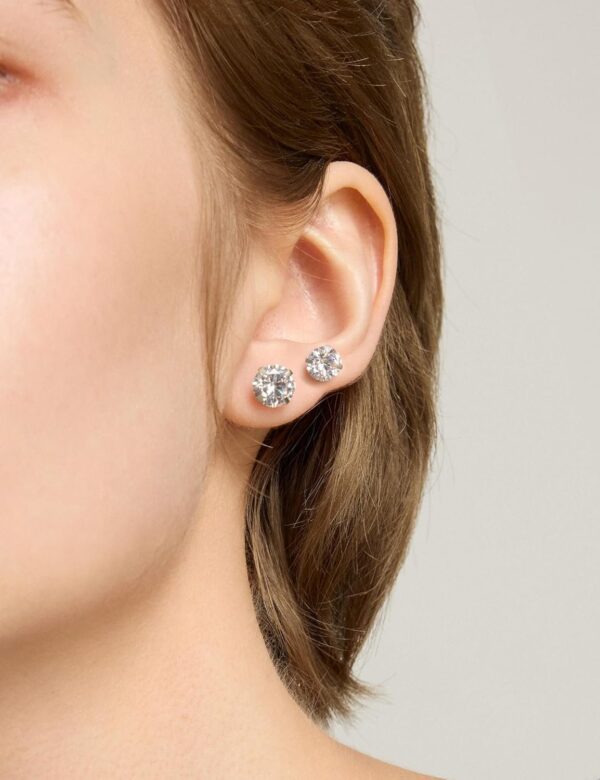 71T_t_-NiAL._AC_SL1500.jpg 6 Pairs Stud Earrings Set, Hypoallergenic Cubic Zirconia 316L Earrings Stainless Steel CZ Earrings 3-8mm (Steel color)