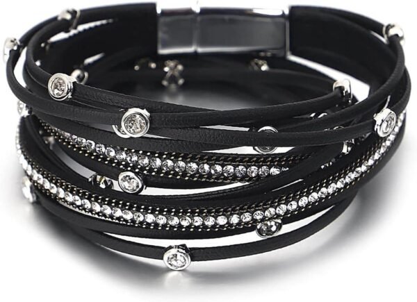 71UFZ6XW5KL._AC_SL1500.jpg Leopard Bracelet for Women, Boho Leather Wrap Multi-Layer Pearl Crystal Bracelet Bangle Jewelry