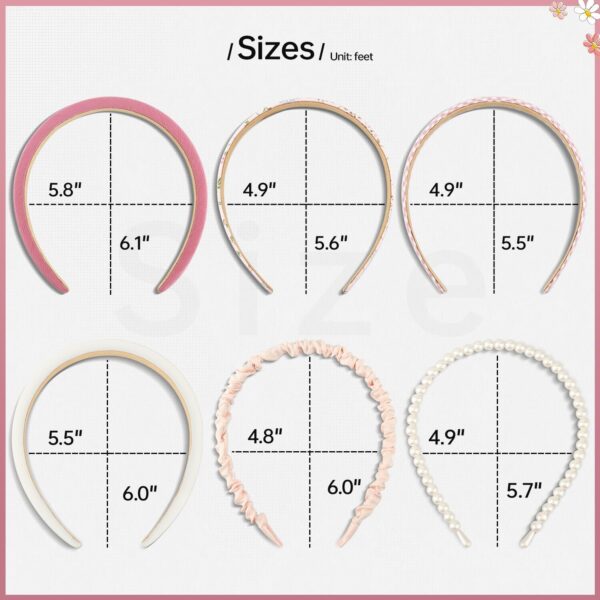 Headbands for Women Girls, 7pc Set - Non Slip Floral Padded Headbands Cute Pearl Headband for Girls Vintage Wide Headband