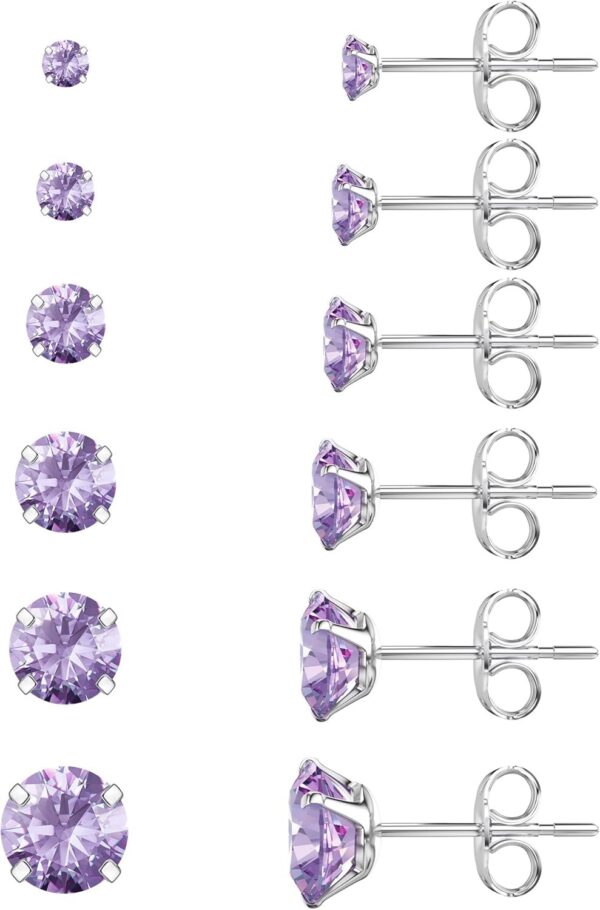 71U_tZPf6ML._AC_SL1500.jpg 6 Pairs Stud Earrings Set, Hypoallergenic Cubic Zirconia 316L Earrings Stainless Steel CZ Earrings 3-8mm (Steel color)