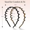 Zig Zag Headbands for Women Non Slip – Fashion Accessories for Slicked Back Styles - Comfortable Comb Headband with Teeth | Ideal Gifts for Women - Tortoise & Black Headband - 2 pcs