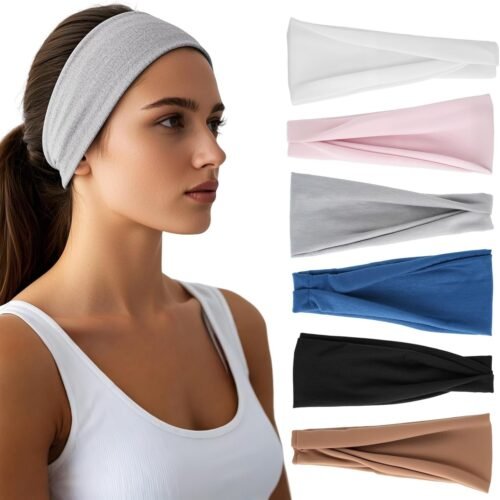 71XLcrYKArL._AC_SL1500.jpg Headbands for Women - 6 Pack Wide Elastic Hair Bands | Stretchy Sweatbands Hair Bands | Soft Sports Thin Head Bands | Non-Slip Accessories Bands for Fashion, Washing Face, Workouts, Yoga, Daily Use