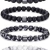Tiger Eye Bracelet For Men 8MM Natural Stone Stretch Adjustable Black Crystal Beaded Bracelet for Men Women Gifts