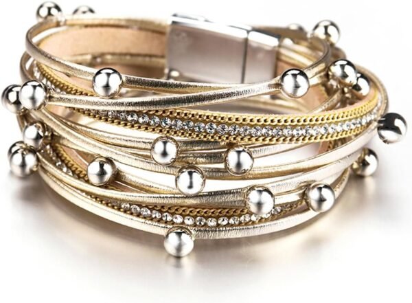 71bZlmkF2GL._AC_SL1500.jpg Leather Wrap Bracelets for Women, Boho Leopard Multi-Layer Crystal Beads Cuff Bracelet Jewelry