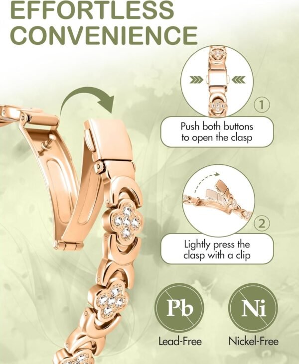 Pure Copper Bracelets for Women, Ultra Strength Magnetic Therapy Bracelet for Pain Relief with Neodymium Magnets & Sparkling Cubic Zirconia, Adjustable, Infinite Clover Jewelry