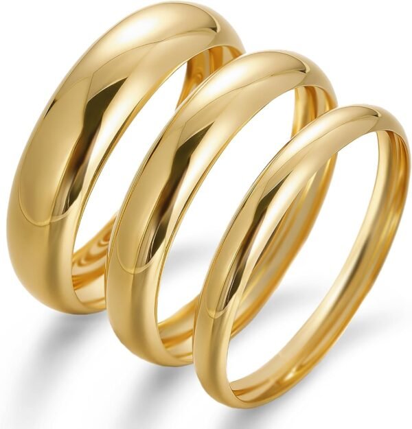 Chunky Gold Bangle Bracelets for Women, Dainty 14k Gold Plated Big Stackable Bangles Set, Trendy Statement Cuff Bracelet Stack Fashion Jewelry Gifts