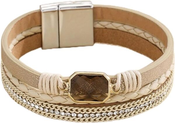 71m_hbYjkOL._AC_SL1500.jpg Leopard Bracelet for Women, Boho Leather Wrap Multi-Layer Pearl Crystal Bracelet Bangle Jewelry