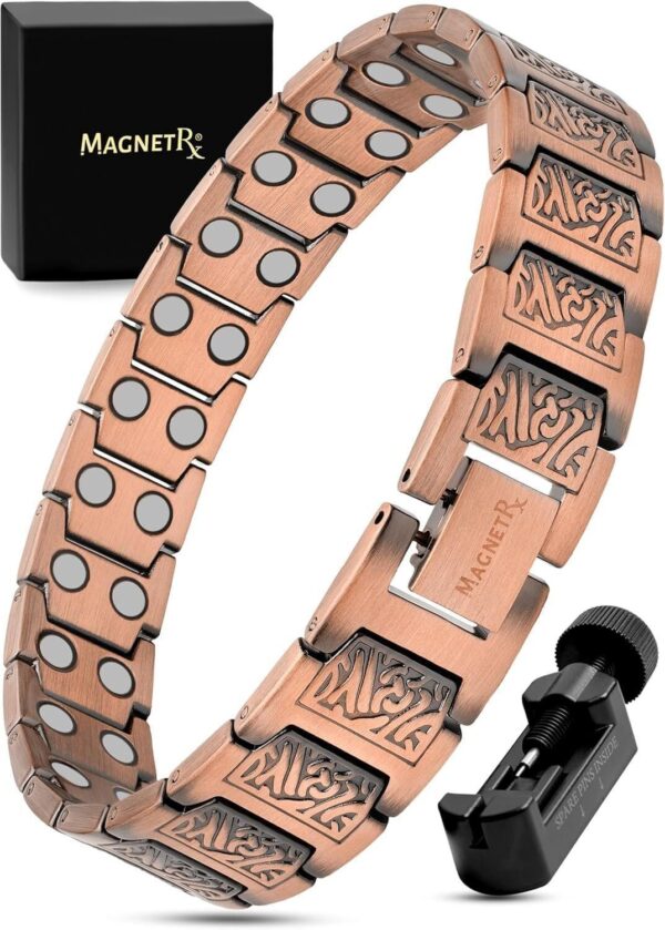 Magnetic Copper Bracelet for Men — EllipseMAX 5X Strength 5,000 Gauss Magnets — Designed in USA & Patent Pending — Premium Mens Copper Bracelet with Adjustable Length