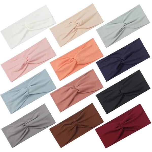 12 Pcs Stretchy Headbands for Women, Absorbed Sport Headband Soft Twist Knotted Headbands for Daily Life Yoga Workout