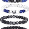 Tiger Eye Bracelet For Men 8MM Natural Stone Stretch Adjustable Black Crystal Beaded Bracelet for Men Women Gifts