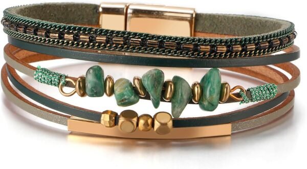 71ou3g9t3PL._AC_SL1500.jpg Leather Wrap Bracelets for Women, Boho Leopard Multi-Layer Crystal Beads Cuff Bracelet Jewelry