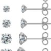 71qYlkzp_4L._AC_SL1500.jpg 6 Pairs Stud Earrings Set, Hypoallergenic Cubic Zirconia 316L Earrings Stainless Steel CZ Earrings 3-8mm (Steel color)