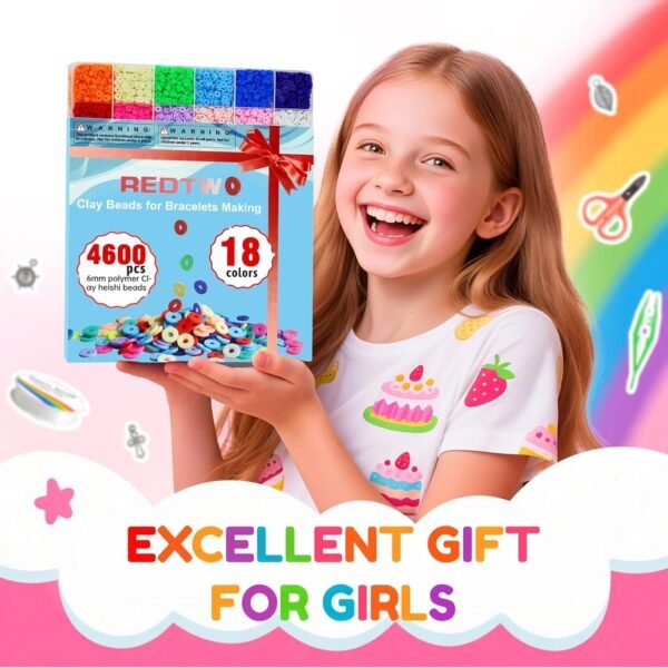 5100 Clay Beads Bracelet Making Kit, Flat Preppy Beads for Friendship Jewelry Making,Polymer Heishi Beads with Charms Gifts for Teen Girls Crafts for Girls Ages 8-12