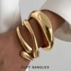 Chunky Gold Bangle Bracelets for Women, Dainty 14k Gold Plated Big Stackable Bangles Set, Trendy Statement Cuff Bracelet Stack Fashion Jewelry Gifts