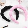 Spa Headbands for Washing Face or Facial, Set of 2 Skincare Headbands, Terry Cloth Headband Wash Combo Pack - Puffy Makeup Washing, Mask, Skin Treatment (Black & Pink)