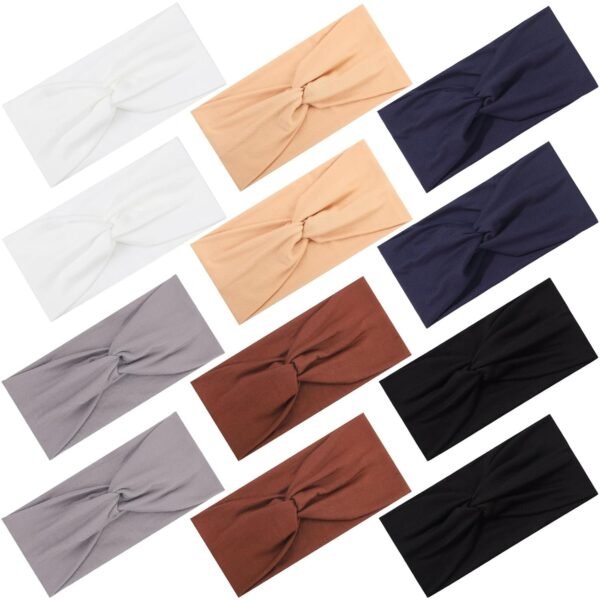 12 Pcs Stretchy Headbands for Women, Absorbed Sport Headband Soft Twist Knotted Headbands for Daily Life Yoga Workout