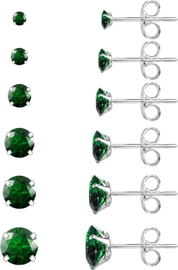 71v4Nv8eZ8L._AC_SL1500.jpg 6 Pairs Stud Earrings Set, Hypoallergenic Cubic Zirconia 316L Earrings Stainless Steel CZ Earrings 3-8mm (Steel color)