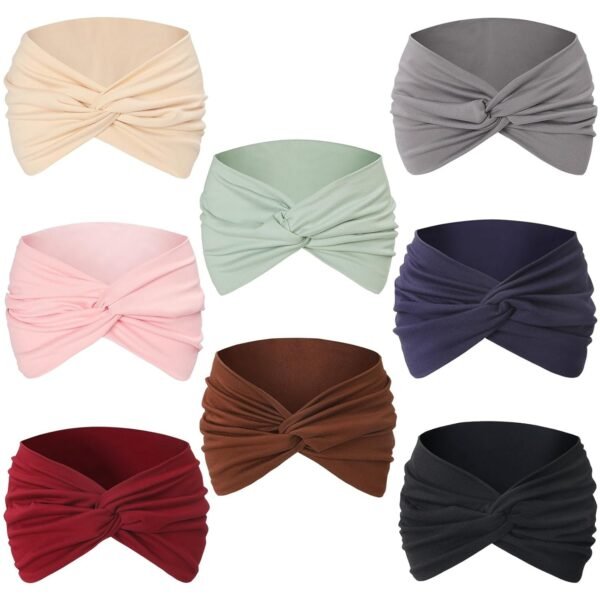 12 Pcs Stretchy Headbands for Women, Absorbed Sport Headband Soft Twist Knotted Headbands for Daily Life Yoga Workout