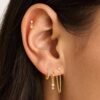 Gold Plated Earrings for Women, 14k Gold Plated Earring Stack Hypoallergenic Pearl Drop Earring Dainty Earrings for Women Trendy Cute Small Huggie Hoop Earring Fashion Womens Jewelry