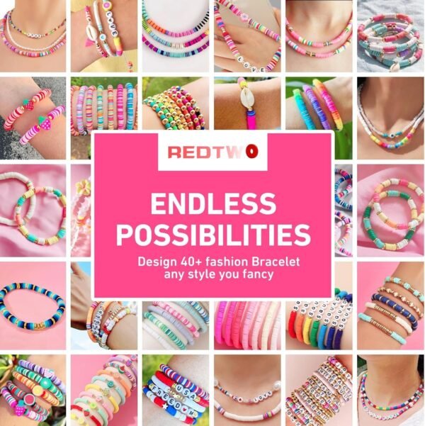 5100 Clay Beads Bracelet Making Kit, Flat Preppy Beads for Friendship Jewelry Making,Polymer Heishi Beads with Charms Gifts for Teen Girls Crafts for Girls Ages 8-12