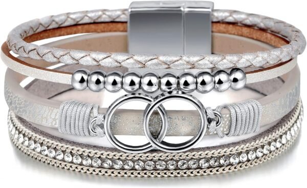 81A6k2QdBCL._AC_SL1500.jpg Leopard Bracelet for Women, Boho Leather Wrap Multi-Layer Pearl Crystal Bracelet Bangle Jewelry