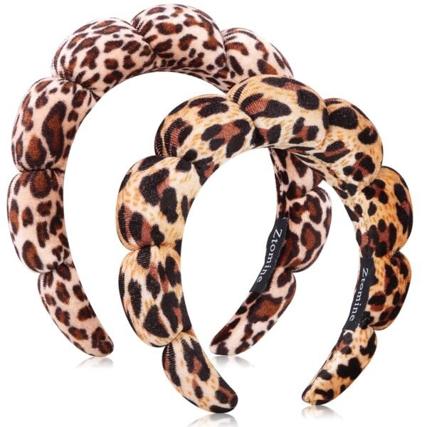 Spa Headbands for Washing Face or Facial, Set of 2 Skincare Headbands, Terry Cloth Headband Wash Combo Pack - Puffy Makeup Washing, Mask, Skin Treatment (Black & Pink)