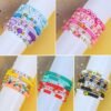32 Pcs Preppy Jewelry Bracelets for Women Clay Bead Colorful Surfer Heishi Bracelet Set Stackable Beaded Friendship Stretch Bracelets Boho Y2K Summer Beach Elastic Layering Bracelets