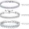 3 Pcs Tennis Bracelet Set 14K Gold Plated Marquise Cubic Zirconia CZ Diamond Dainty Adjustable Silver Bracelets for Women Brides Stackable Fashion Jewelry Wedding Prom Gift