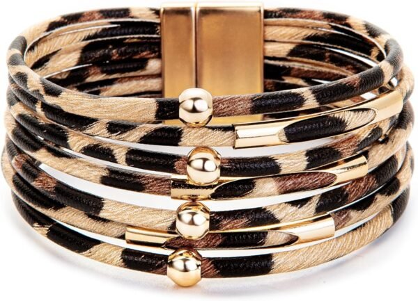 81c_QxHBACL._AC_SL1500.jpg Leather Wrap Bracelets for Women, Boho Leopard Multi-Layer Crystal Beads Cuff Bracelet Jewelry