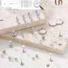 Hypoallergenic Stud Hoop Earrings for Women Small Flat Back Surgical Stainless Steel Earrings for Sensitive Ears Trendy Silver Hoops Cartilage Earring Stacks Set Multiple Piercing Jewelry Gifts