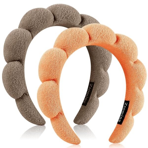 Spa Headbands for Washing Face or Facial, Set of 2 Skincare Headbands, Terry Cloth Headband Wash Combo Pack - Puffy Makeup Washing, Mask, Skin Treatment (Black & Pink)