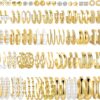 42 Pairs Gold Hoop Earrings Set for Women, Fashion Chunky Pearl Earrings Multipack Twisted Statement Earring Pack, Hypoallergenic Small Big Hoops Earrings for Birthday Party
