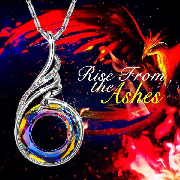 "Rise From the Ashes Phoenix Necklace Made with Crystals from Austria, 18"+2" Necklace, Packaged with Jewelry Box, Birthday Gift for Women, Symbol of Luck and Renewal