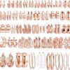 42 Pairs Gold Hoop Earrings Set for Women, Fashion Chunky Pearl Earrings Multipack Twisted Statement Earring Pack, Hypoallergenic Small Big Hoops Earrings for Birthday Party