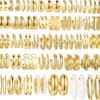42 Pairs Gold Hoop Earrings Set for Women, Fashion Chunky Pearl Earrings Multipack Twisted Statement Earring Pack, Hypoallergenic Small Big Hoops Earrings for Birthday Party