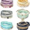 91ot5Y8TY5L._AC_SL1500.jpg 6 Sets Bohemian Stackable Bead Bracelets for Women Stretch Bohemian Style Stretch Multilayered Boho Bracelet Set