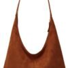 Trendy Suede Crescent Shoulder Bag Women Tote Bag Satchels Crossbody Purse Top-handle Travel College Work Tote Handbag