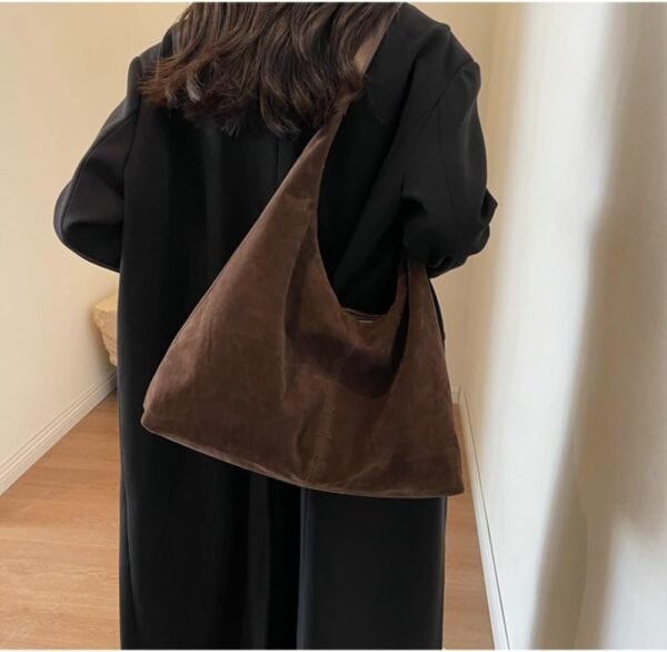 Trendy Suede Crescent Shoulder Bag Women Tote Bag Satchels Crossbody Purse Top-handle Travel College Work Tote Handbag