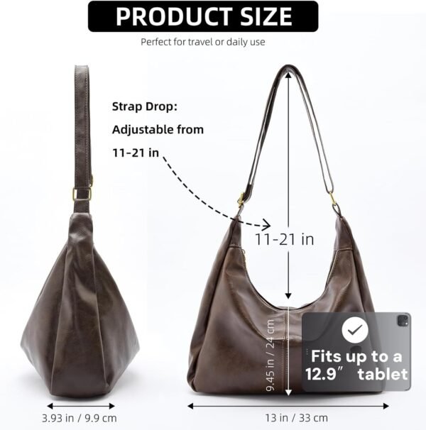 710jun9TNuL._AC_SL1500.jpg Hobo Bags for Women, Ultra Soft Foldable Vegan Leather Shoulder Handbag, Stylish Slouchy Tote Purses