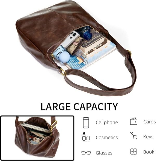 71452u5bNFL._AC_SL1500.jpg Hobo Bags for Women, Ultra Soft Foldable Vegan Leather Shoulder Handbag, Stylish Slouchy Tote Purses