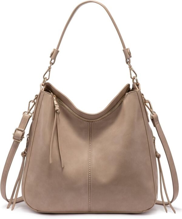 Hobo Crossbody Bags for Women Designer Faux Leather Hobo Handbags Retro Large Size Shoulder Bag Bucket Purse