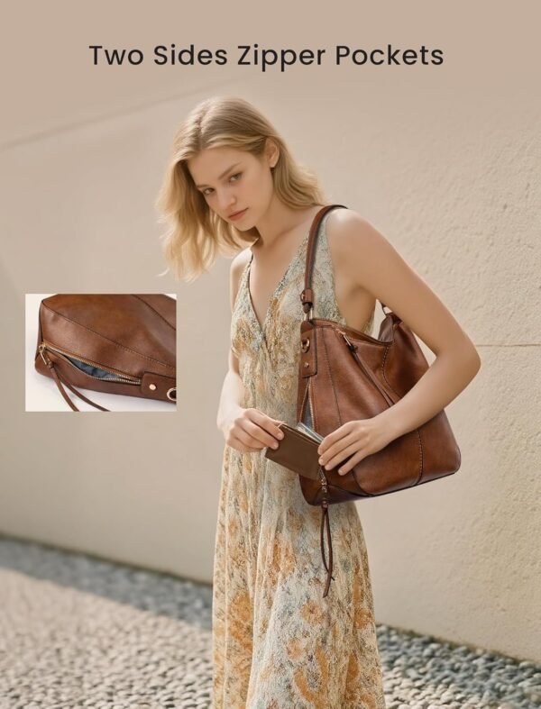 Hobo Crossbody Bags for Women Designer Faux Leather Hobo Handbags Retro Large Size Shoulder Bag Bucket Purse