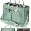 Canvas Tote Bag for Women with Zipper Closure & Individual Compartments for Work College for Teacher & Nurse