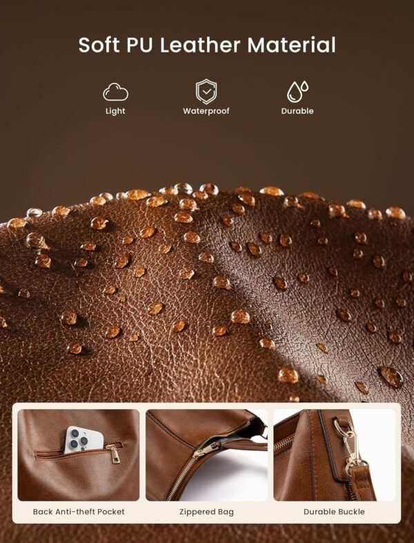 Hobo Crossbody Bags for Women Designer Faux Leather Hobo Handbags Retro Large Size Shoulder Bag Bucket Purse